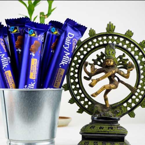 Natraj Brass Statue 8Inch with Chocolates